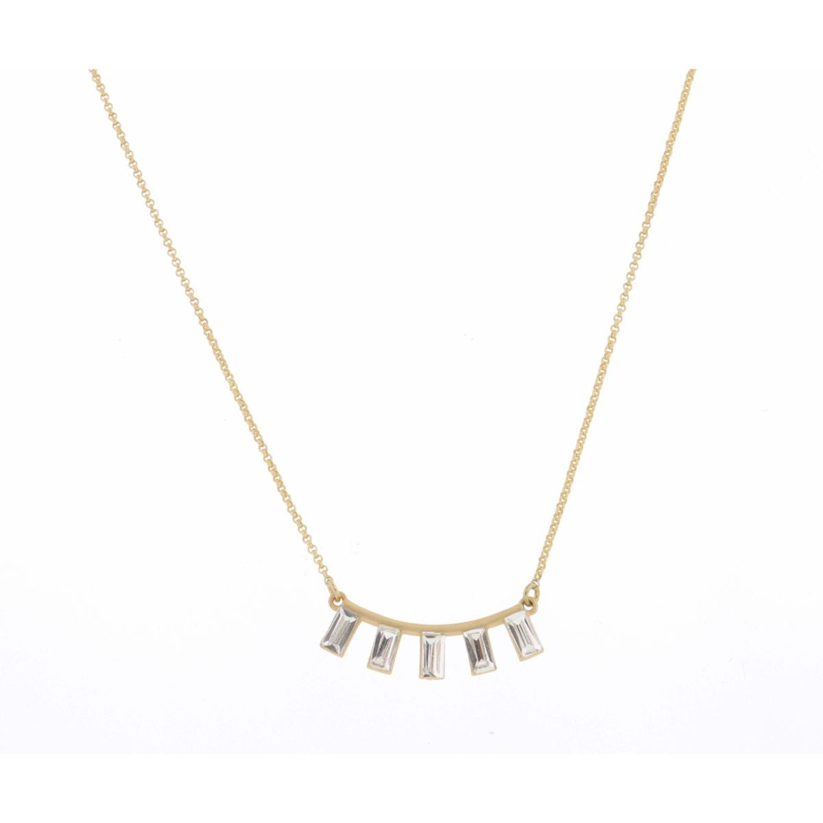 Jane Marie Curved Bar Crystal Rectangle Drops Necklace