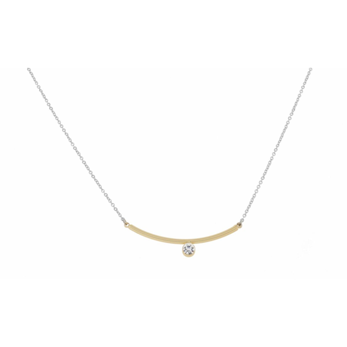Jane Marie Curved Bar Crystal Circle Drop Necklace