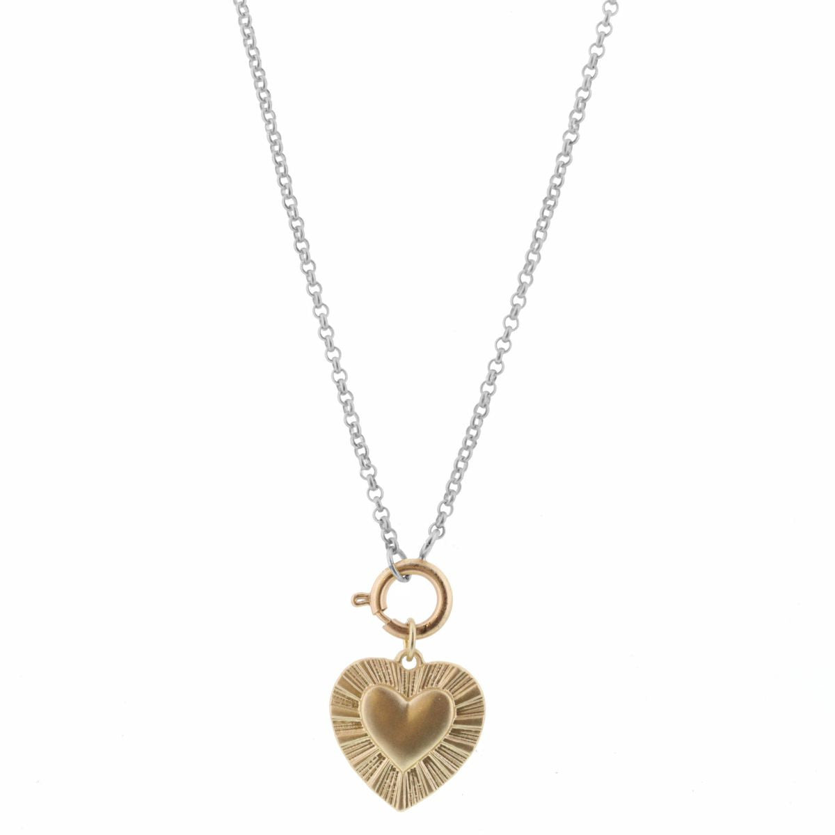Jane Marie Mixed Metal Raised Heart Necklace