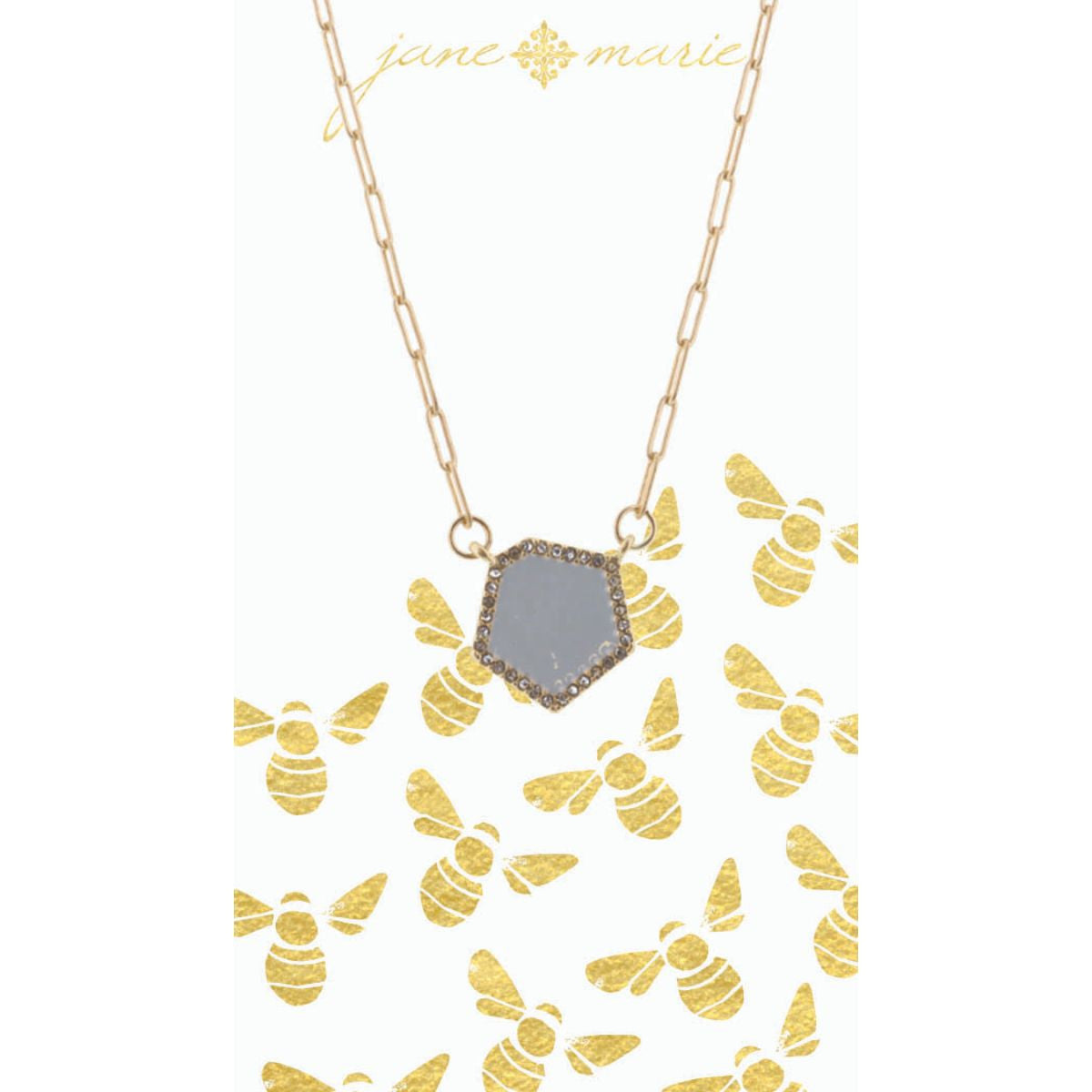 Jane Marie Grey Hexagon Necklace