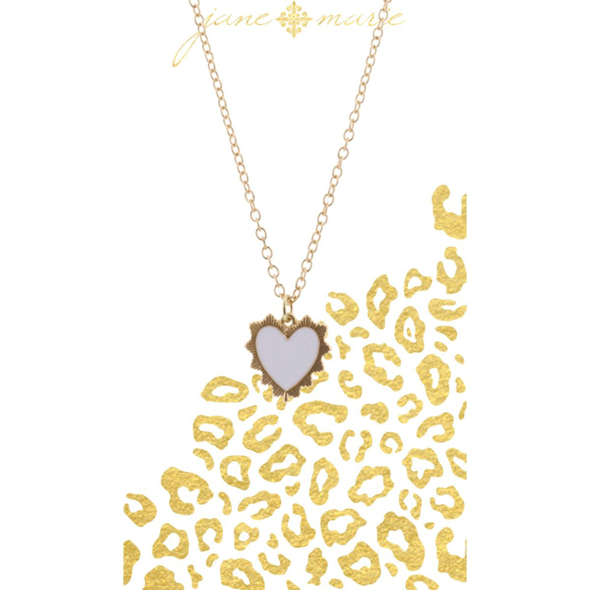 Jane Marie Gold Edged White Heart Necklace