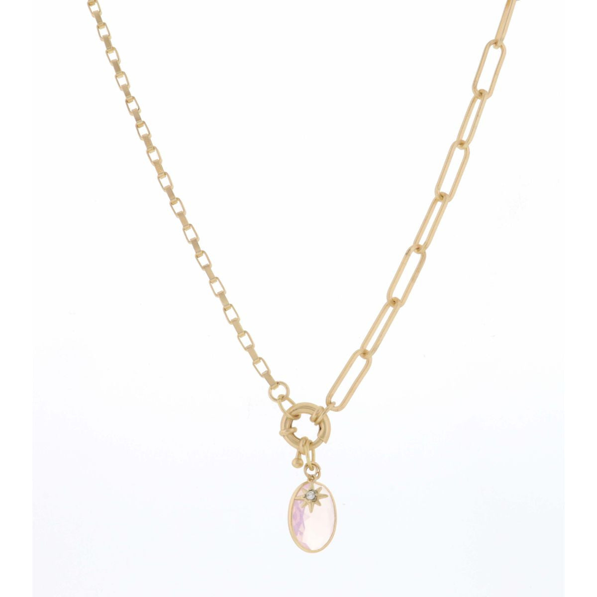 Jane Marie Rose Oval & Starburst Charm Necklace