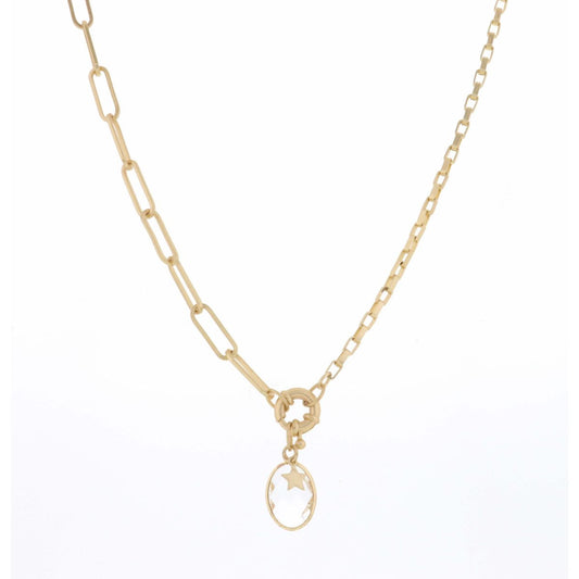 Jane Marie Clear Oval & Star Charm Necklace