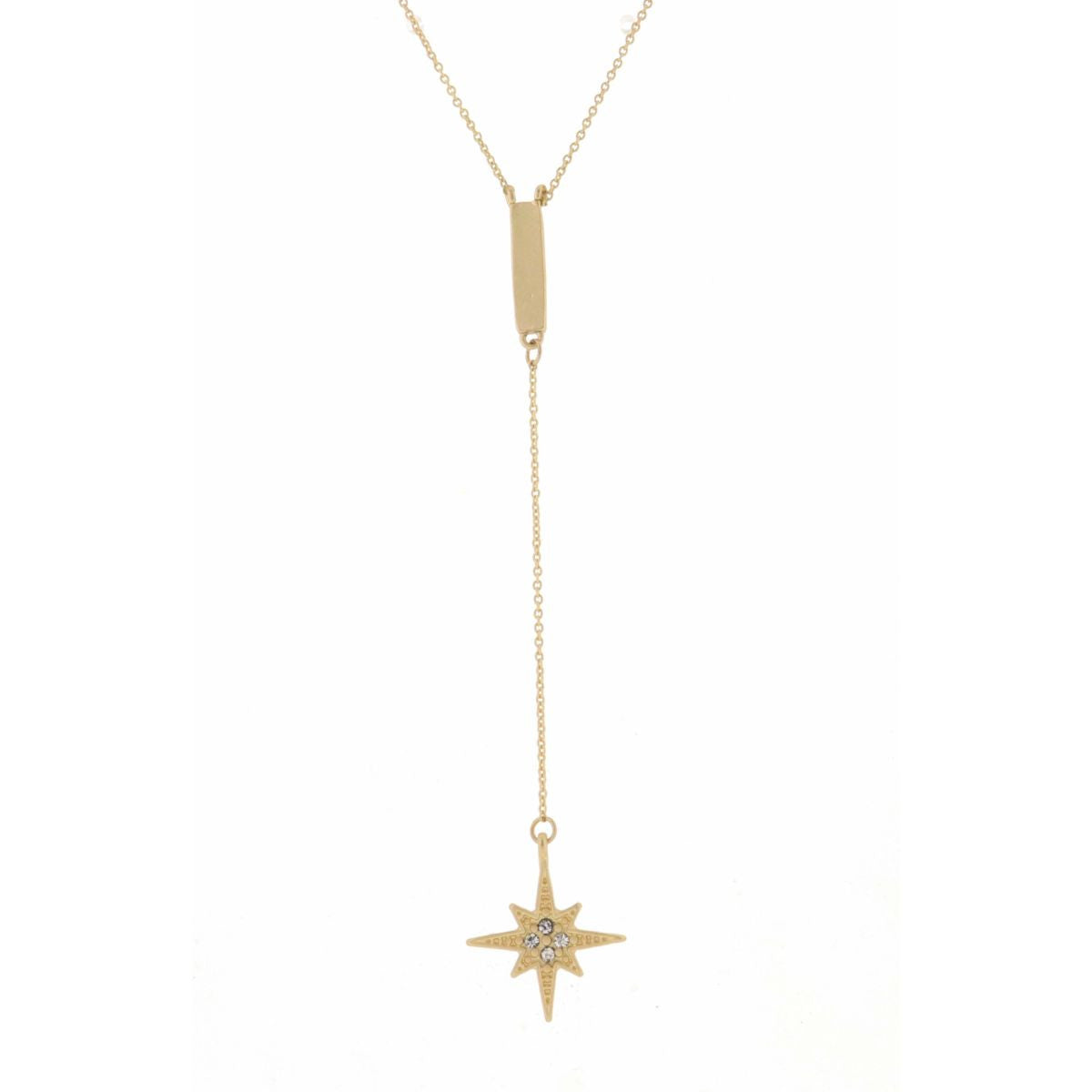 Jane Marie Zoe Gold Bar Starburst Drop Necklace