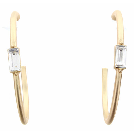 Jane Marie Rectangle Crystal Accent Hoop Earring