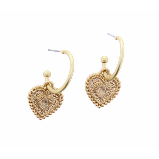 Jane Marie Decorative Heart Hoop Earring