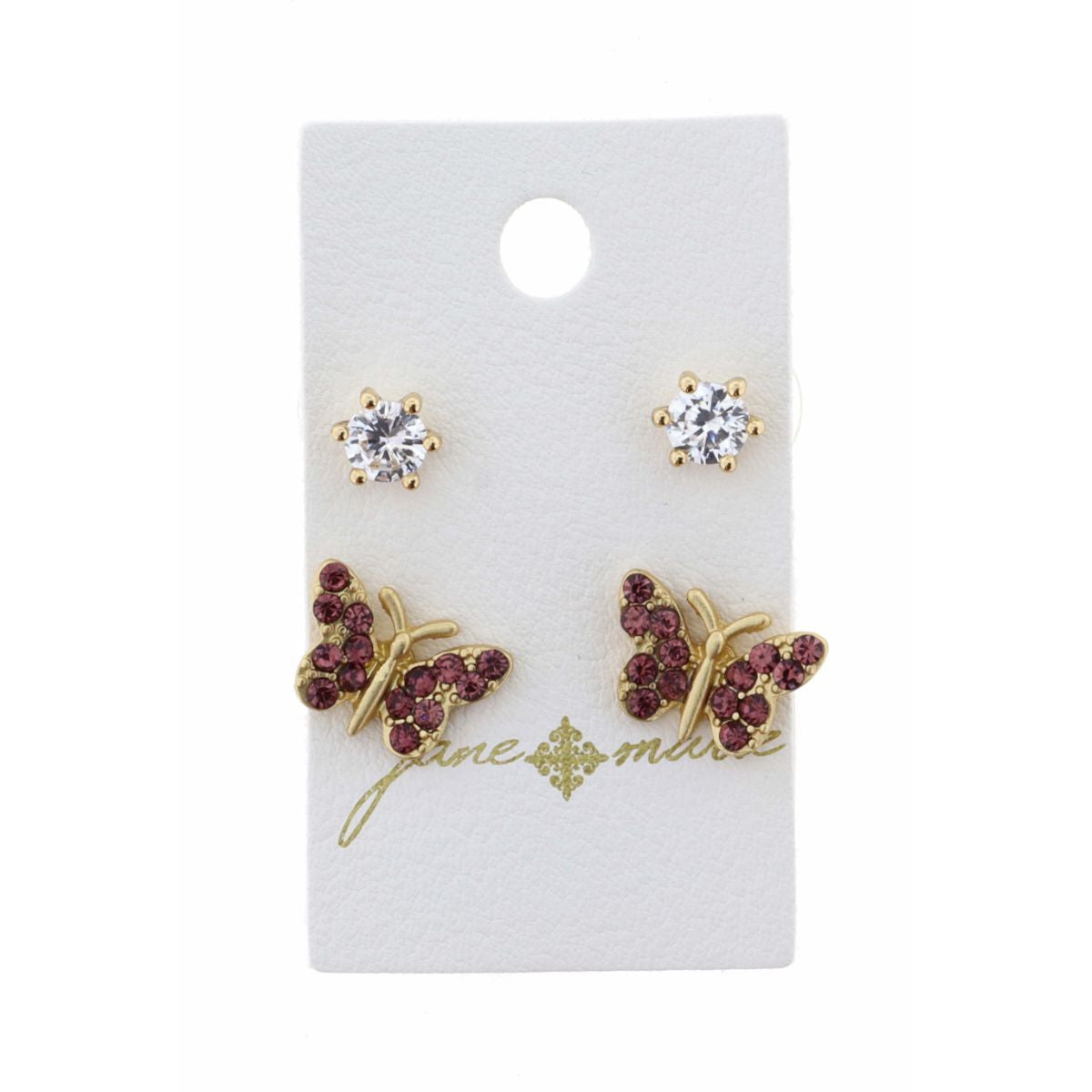 Jane Marie Purple Crystal Butterfly Earring