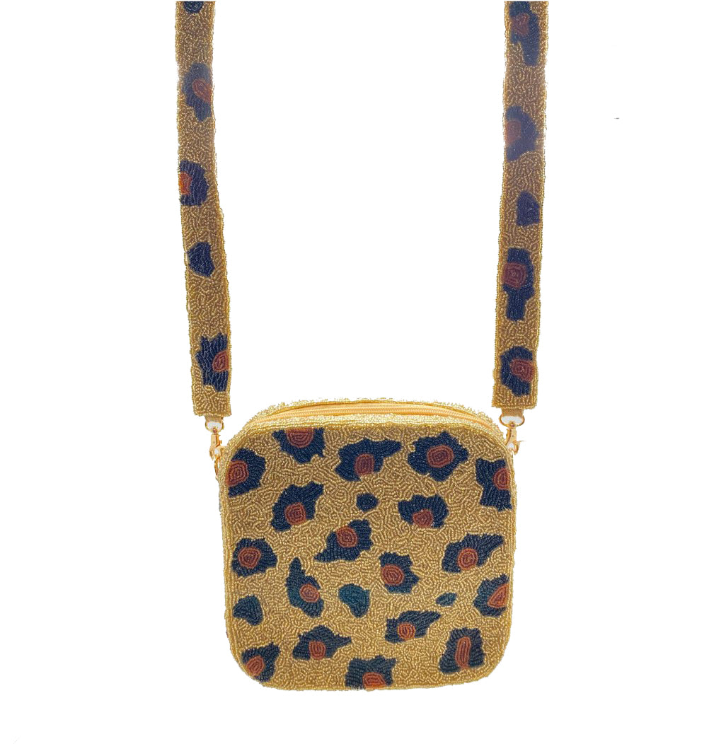 Gina Leopard Beaded Bag & Strap