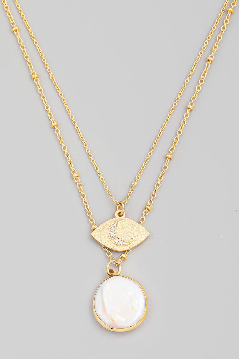 Pearly Moon Layered Necklace