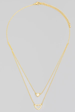 Rhinestone Heart Layered Necklace