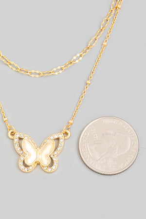 Layered Butterfly Charm Necklace