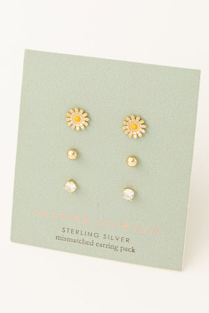 Sterling Silver Flower Stud Set