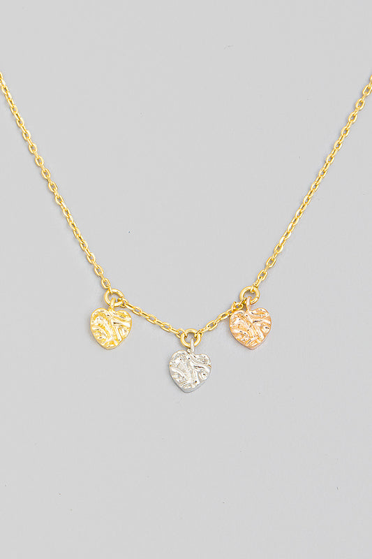Triple Mini Heart Charm Necklace