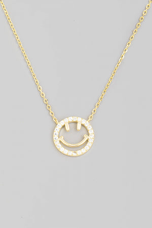Sterling Silver Smiley Rhinestone Necklace