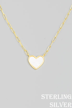 Sterline Silver Pearl Mini Heart Necklace