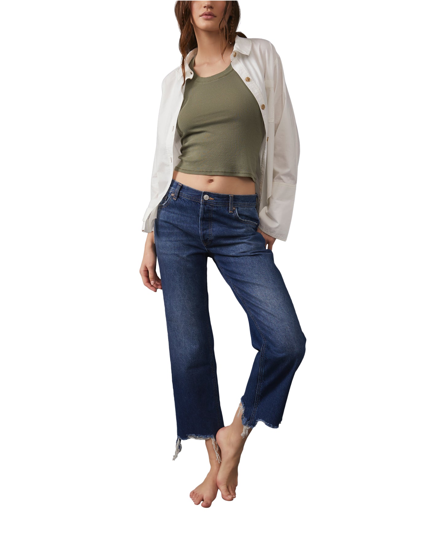 Free People Maggie Mid Rise Straight Jean