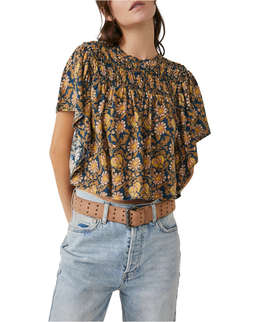 Free People Printed Ruffled Up Top