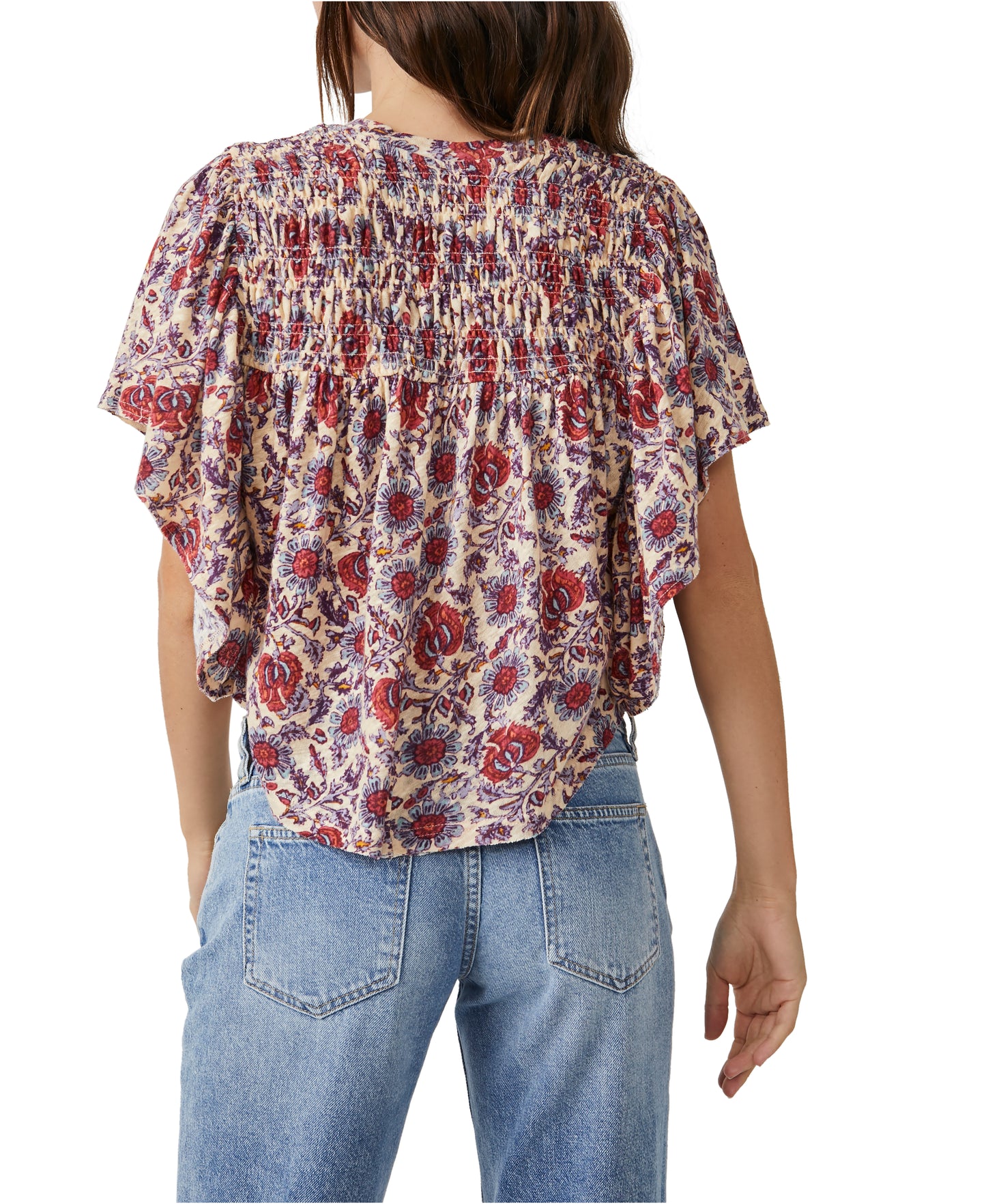 Free People Printed Ruffled Up Top