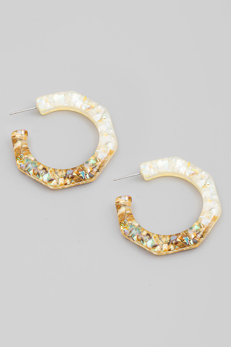 Two Tone Resin Hoop Earring