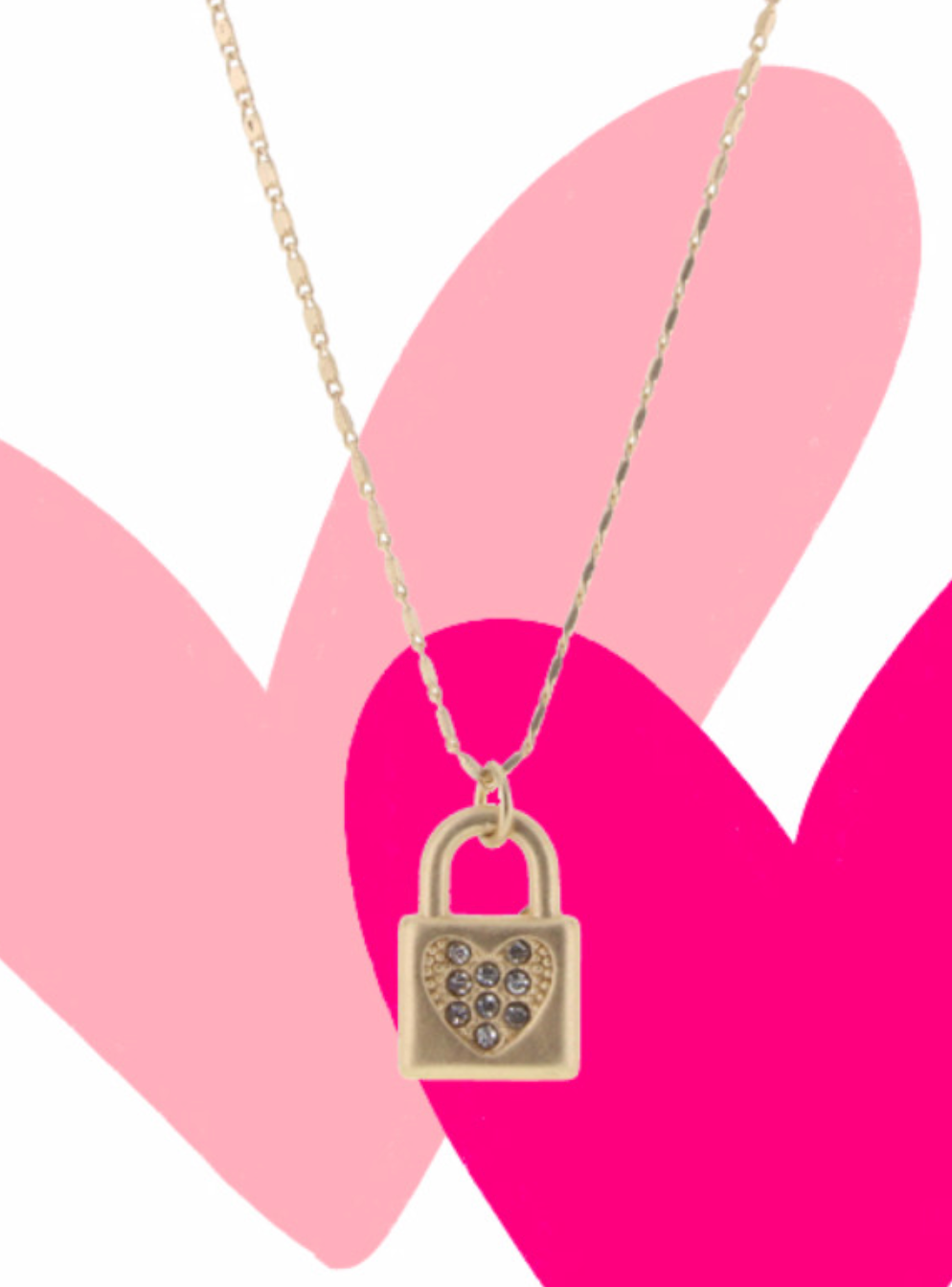 Jane Marie Rhinestone Heart Lock Necklace