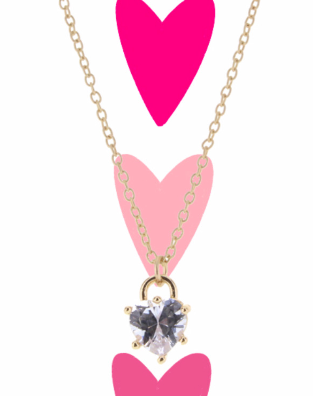 Jane Marie Clear Stone Heart Necklace