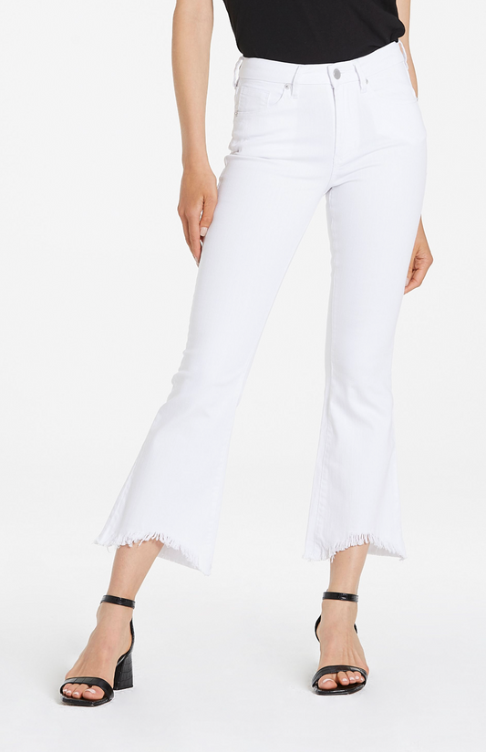 Dear John Jeanne Optic White High Rise Crop frayed hem