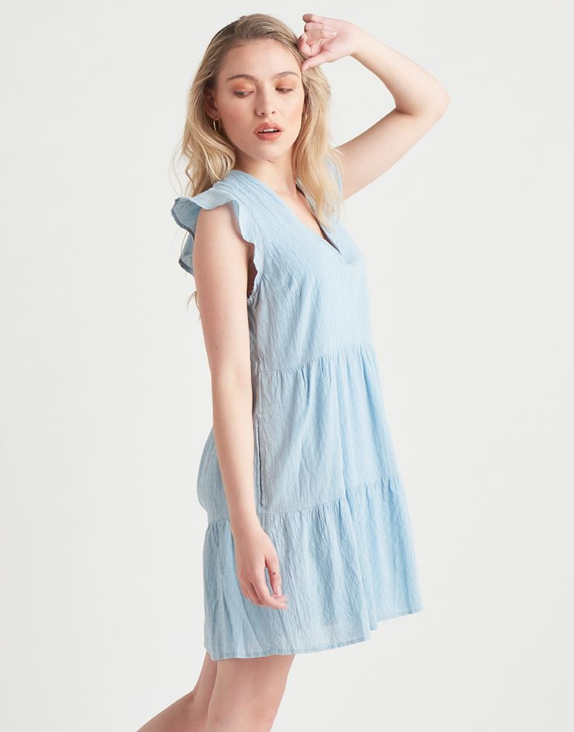 Dex Fresh Blue Babydoll Mini Dress