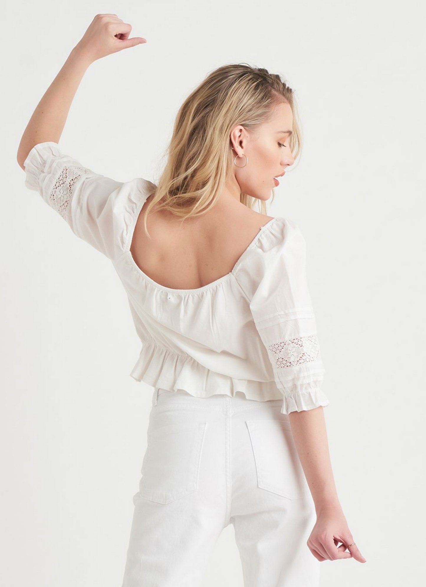 Dex Lace Trim Ruffle Top