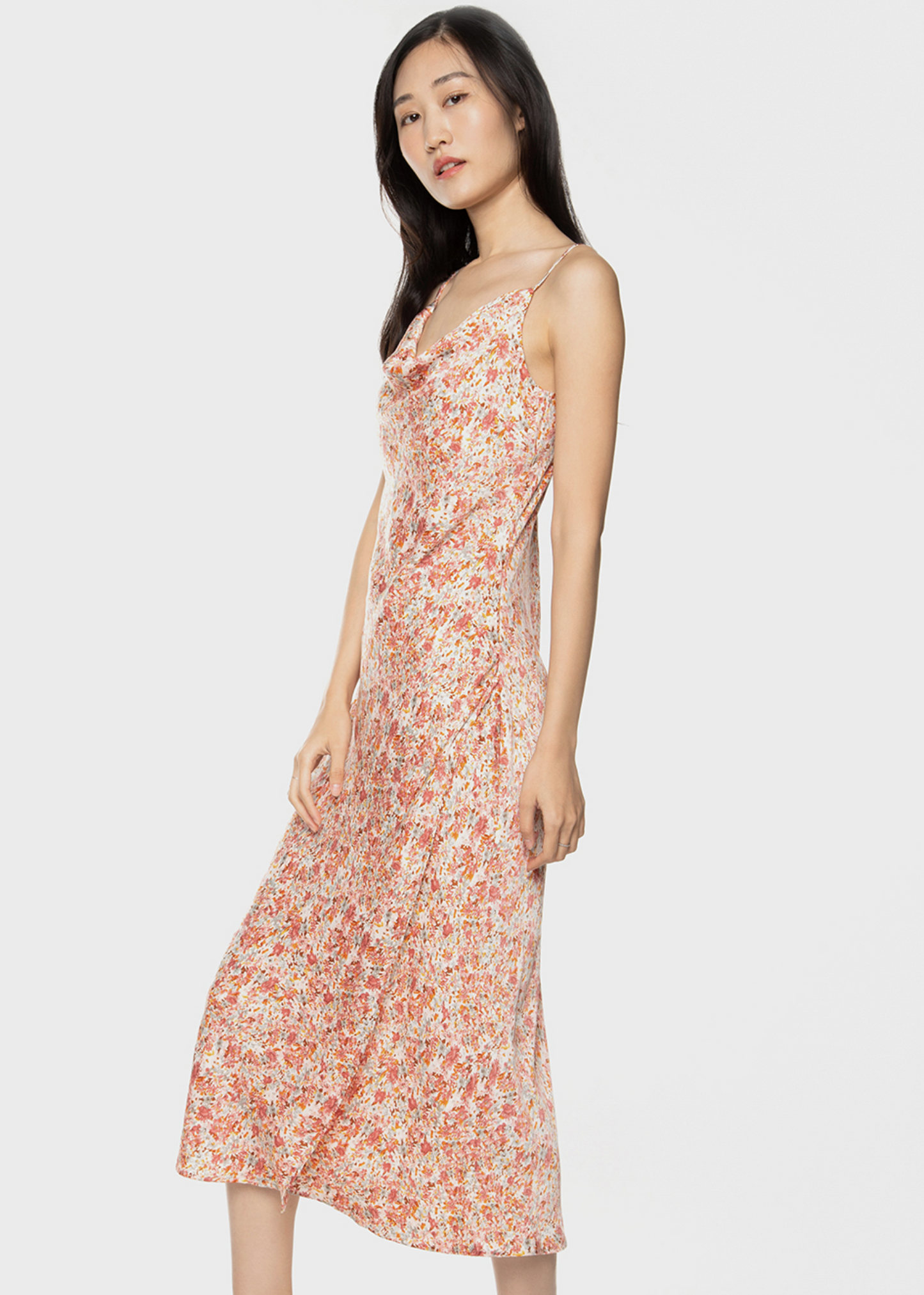 Dex Floral Satin Slip Midi Dress