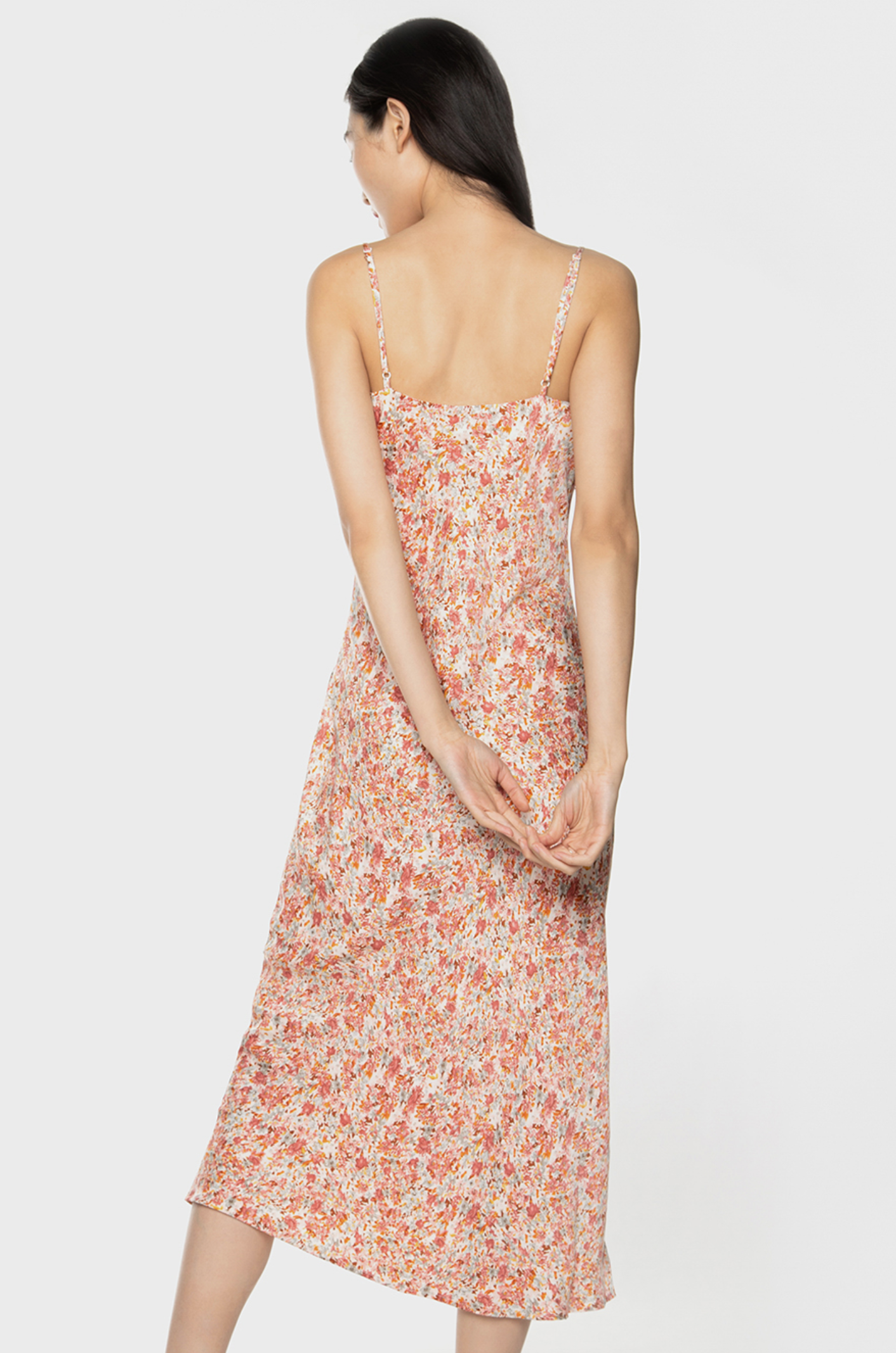 Dex Floral Satin Slip Midi Dress