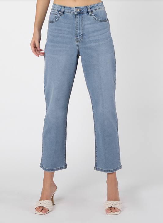 Dex Zoe High Rise Mom Straight Light Jean