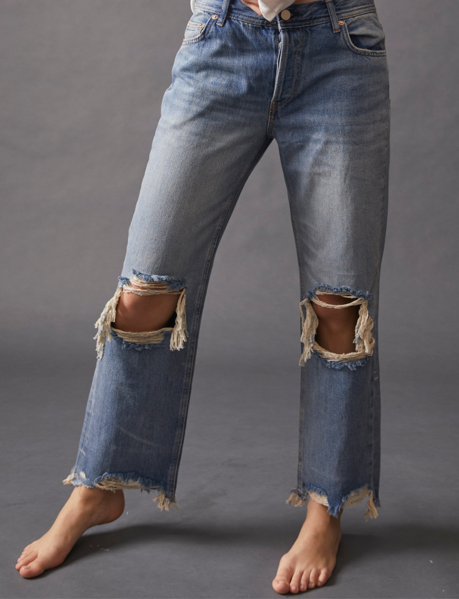 Free People Maggie Mid Rise Straight Jean