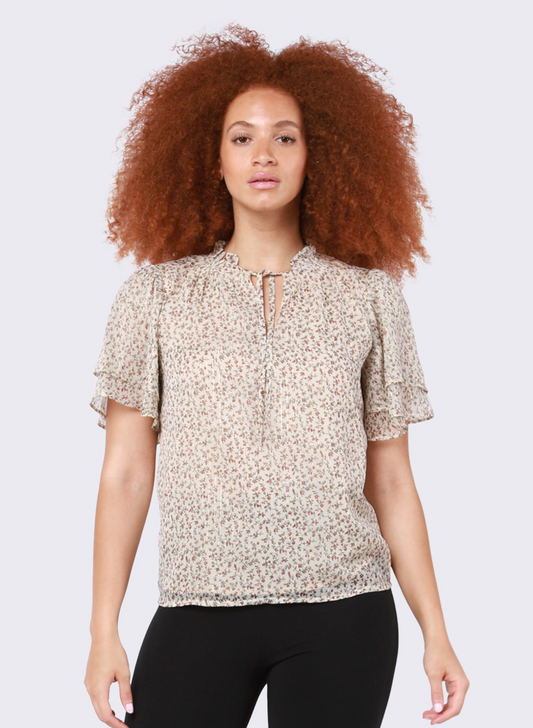 Dex Poppy Flutter Sleeve Top