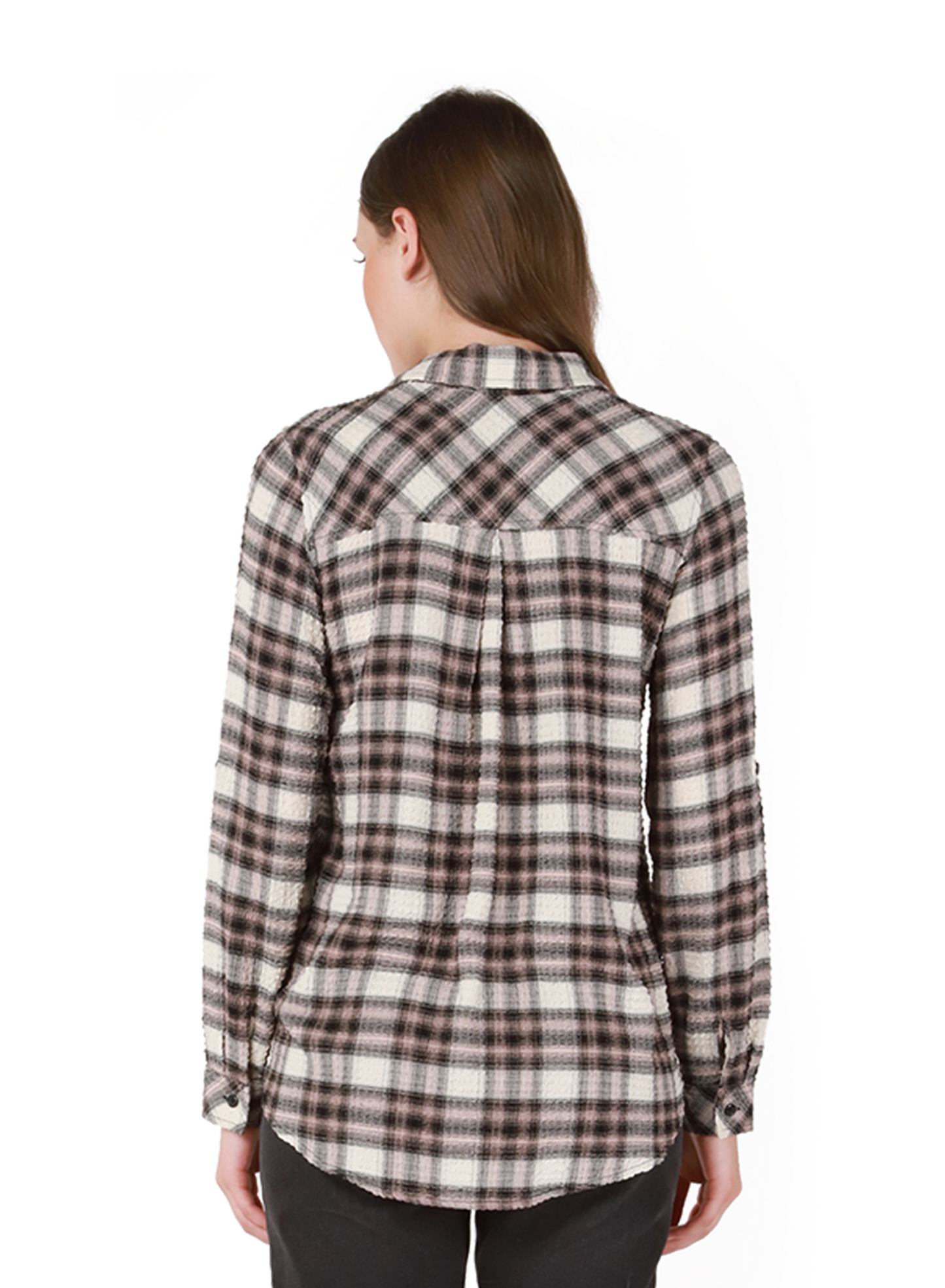 Dex Jordan Button Front Plaid Top