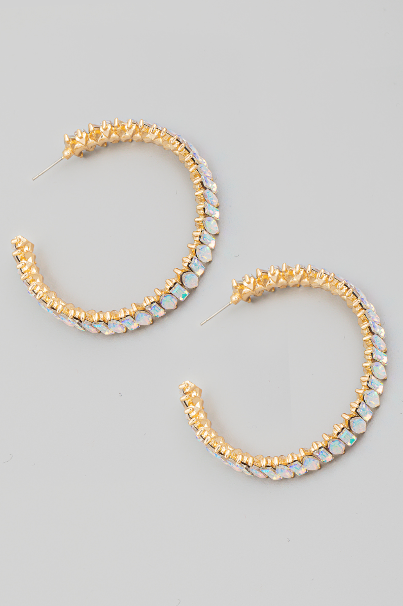 Rhinestone Studded C Hoop Earring