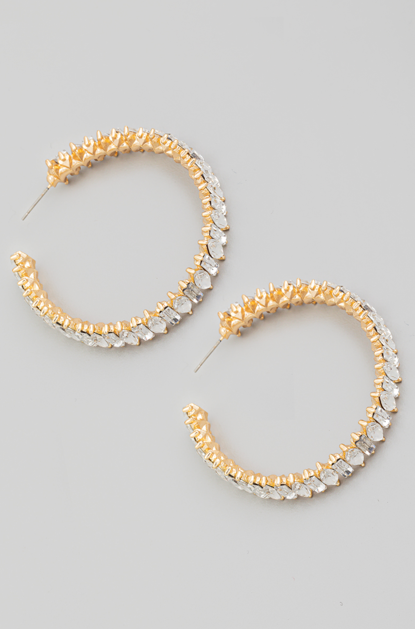 Rhinestone Studded C Hoop Earring