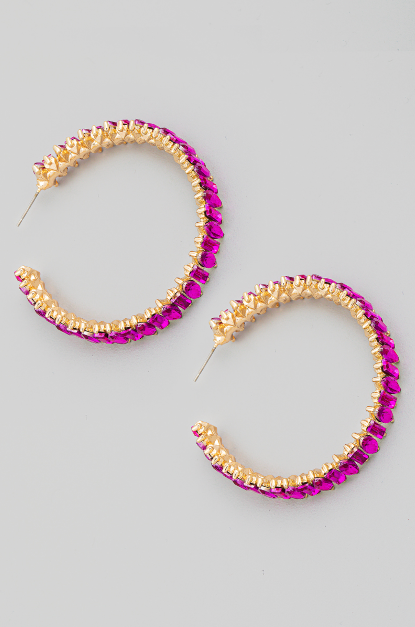 Rhinestone Studded C Hoop Earring