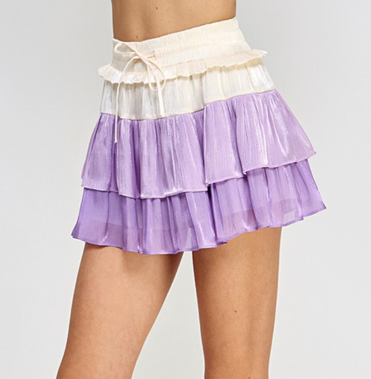 Plum Popsicle Color Block Shinny Skort