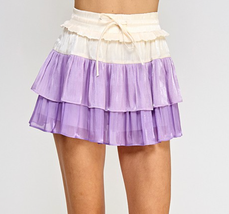 Plum Popsicle Color Block Shinny Skort