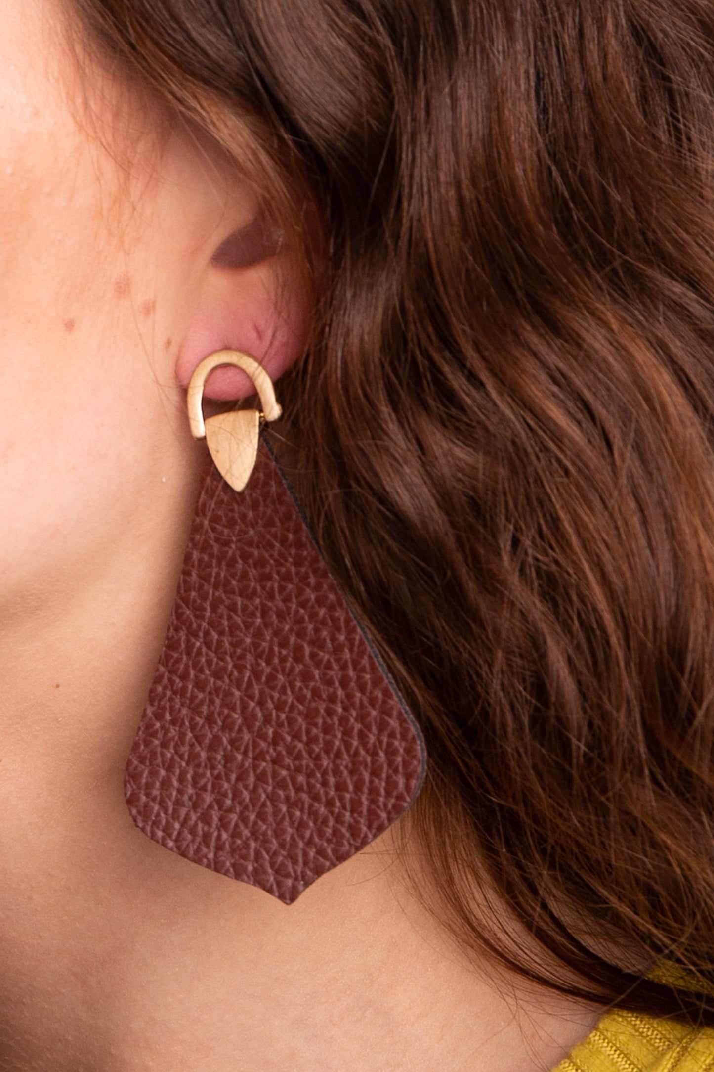 Oval Leather Hoop Earring