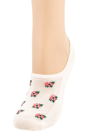 Floral Mesh No Show Sock