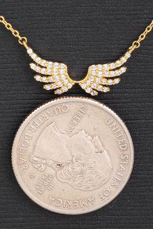 Rhinestone Angel Wings Necklace