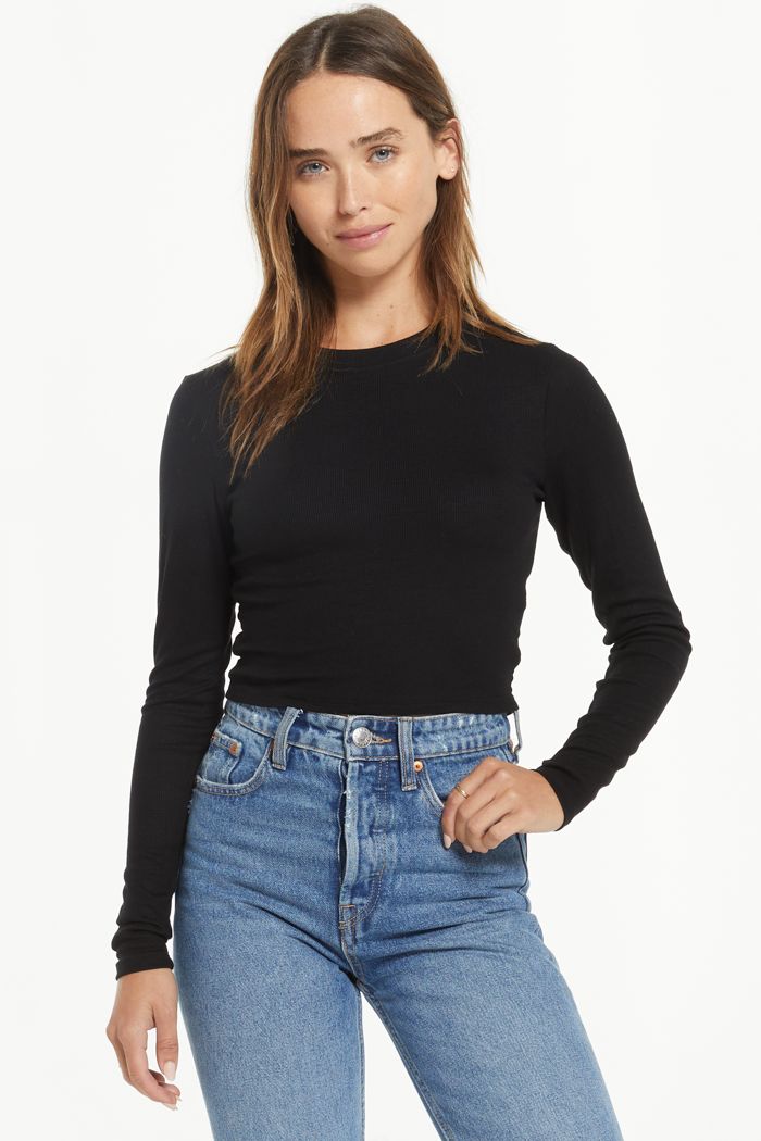 Z Supply Gelina Cropped Long Sleeve Top