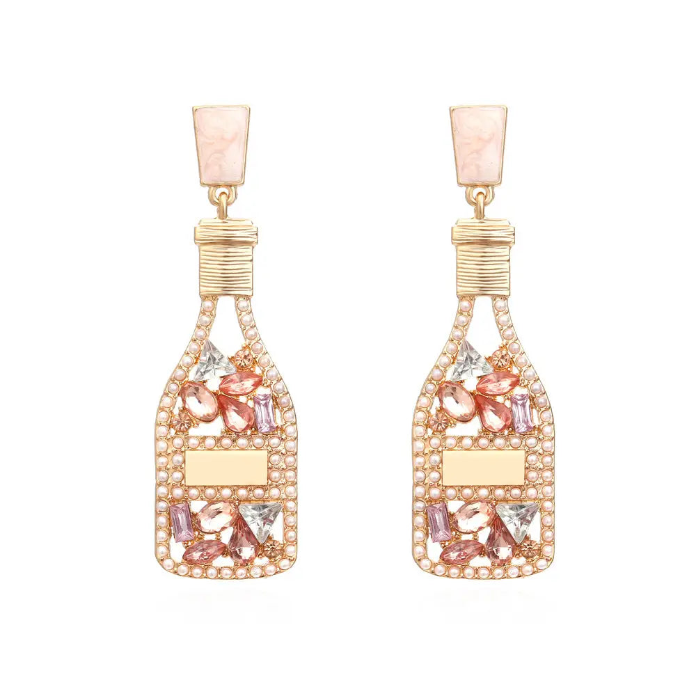 Hollow Rhinestone Bottle Earring