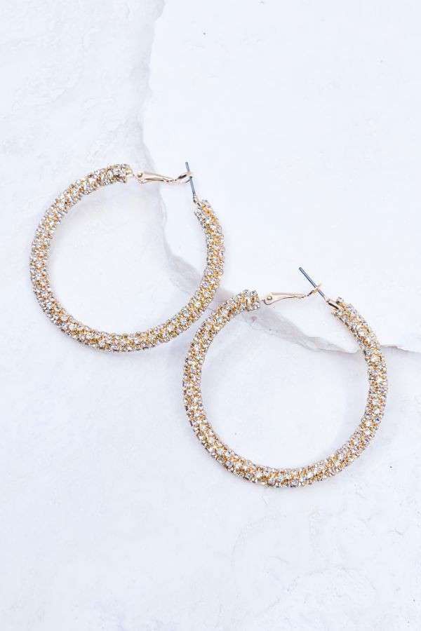 Rhinestone Tube Hoop Earring