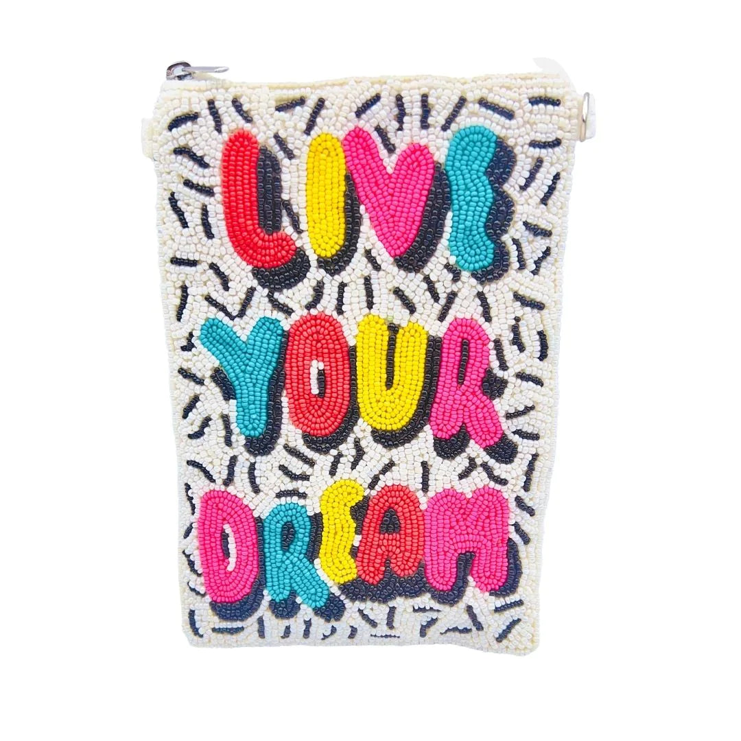 Live Your Dream Beaded Pouch