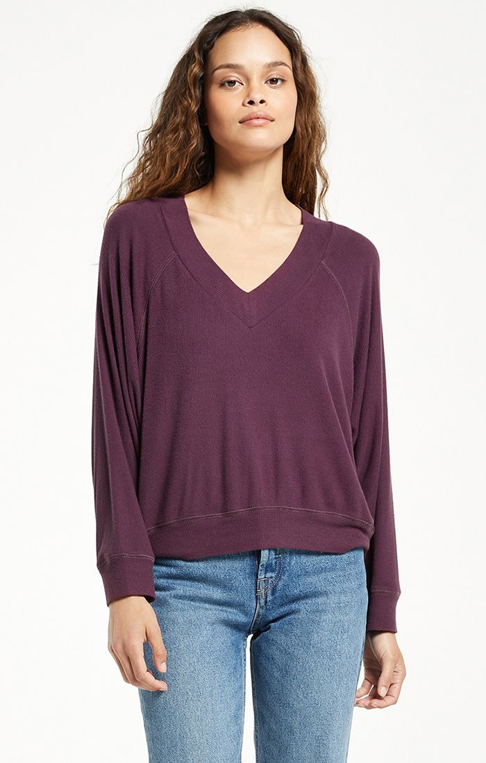 Z Supply Carly Brushed Rib V-Neck Top