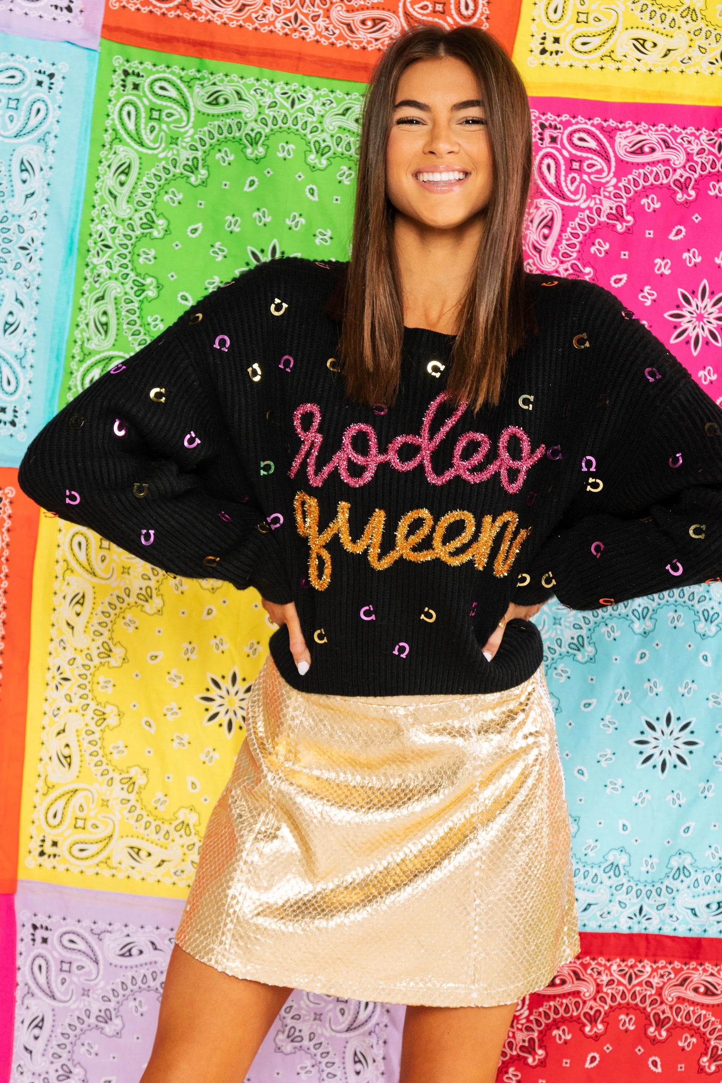 Queen of Sparkles Rodeo Queen Horseshoe Sweater