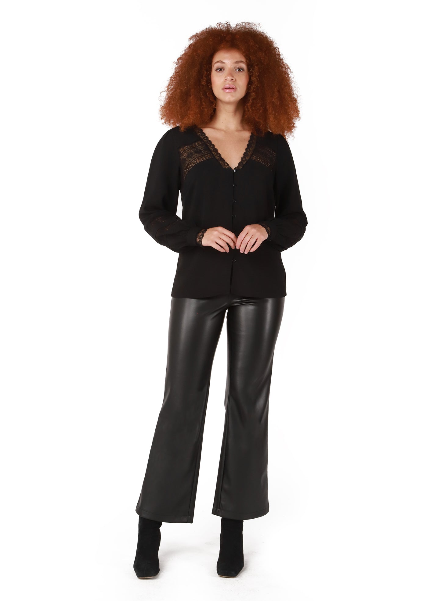 Dex Night Owl PU Straight Leg Pant