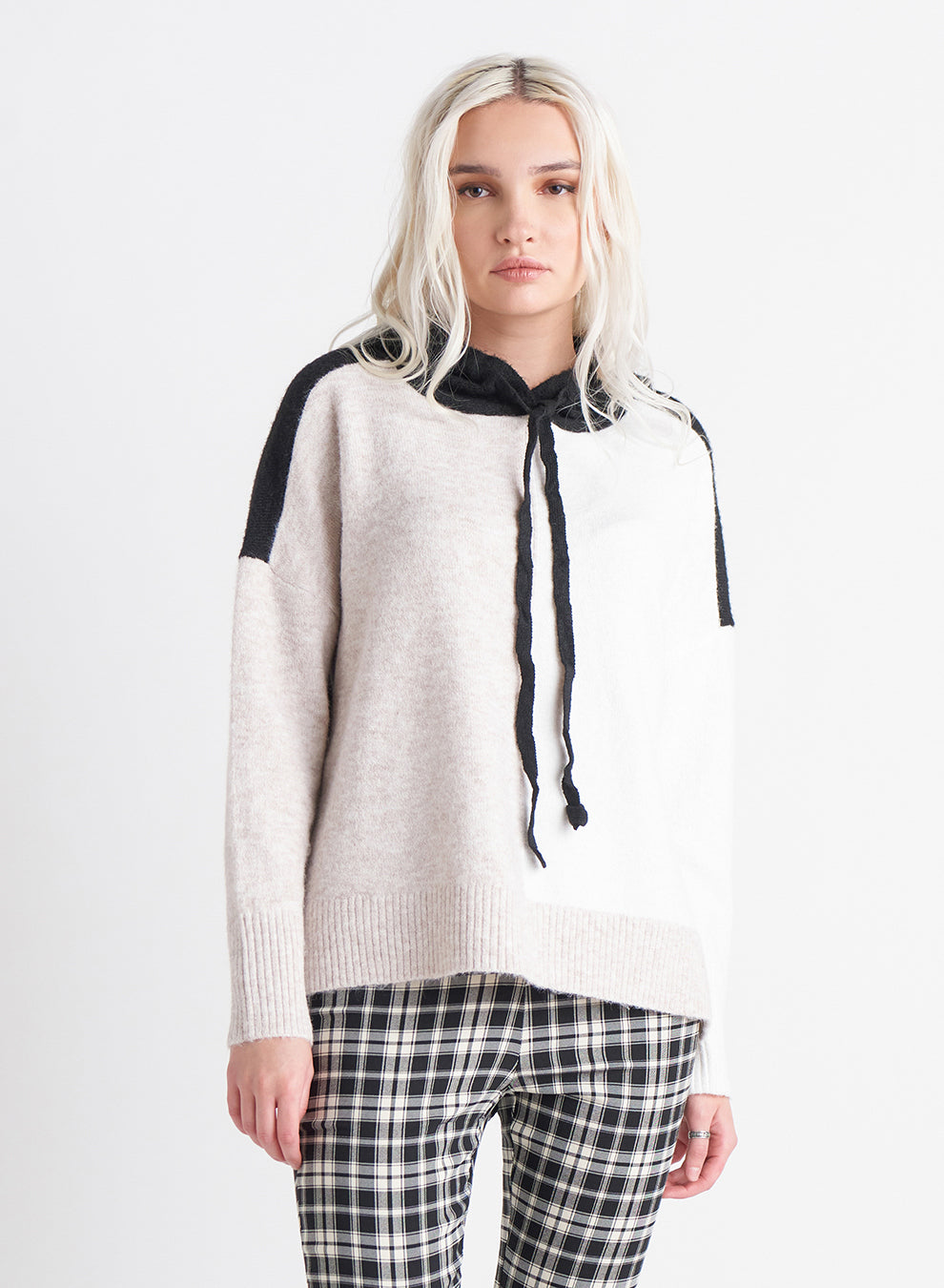 Dex Ava Color Block Hooded Sweater